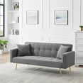 thumbnail image 4 of Versatile 71.7 Inch Gray Teddy Fleece Fabric Sofa Bed with 2 Comfy Throw Pillows, 4 of 9