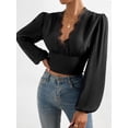 thumbnail image 3 of Blusa de encaje renacentista para mujer Camisa medieval ahumada de manga larga, 3 of 6
