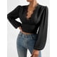 thumbnail image 3 of Blusa de encaje renacentista para mujer Camisa medieval de manga larga fruncida, 3 of 6