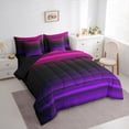 thumbnail image 3 of jejeloiu Geometric Lines Pattern 7-Piece Bedding Comforter Set,Neon Striped Stripe King Bedding Sets,Pink Black Purple Bed Sheets For Teens,Microfiber Bedroom Decor Reversible, 3 of 8