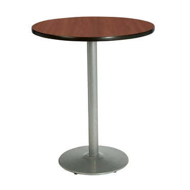 KFI Studios Mode 2.5' Round Bistro Table, Mahogany, Silver Base