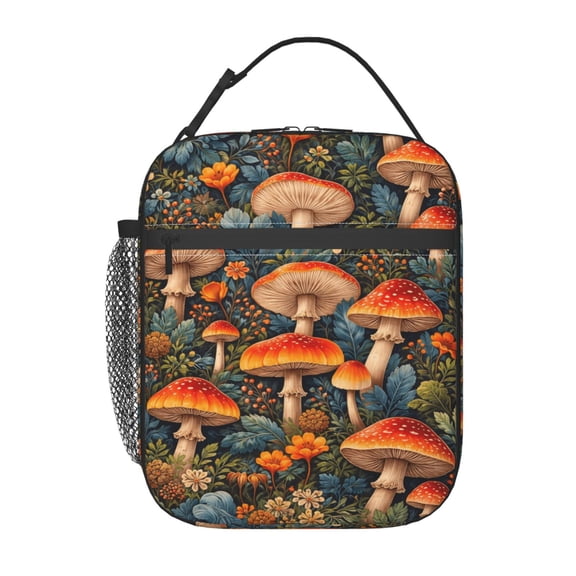 Mushroom Lunch Bag Reusable Thermal Lunch Tote with Handle for Women and Men