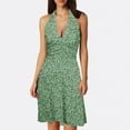 thumbnail image 2 of Women Summer Sleeveless Neck Shirt Dress Spring Boho Floral with Womens Dresses for Work Pocket Elastic Waist Ruffle Summer Shirt Dresses for Women Mini Dresses, 2 of 5