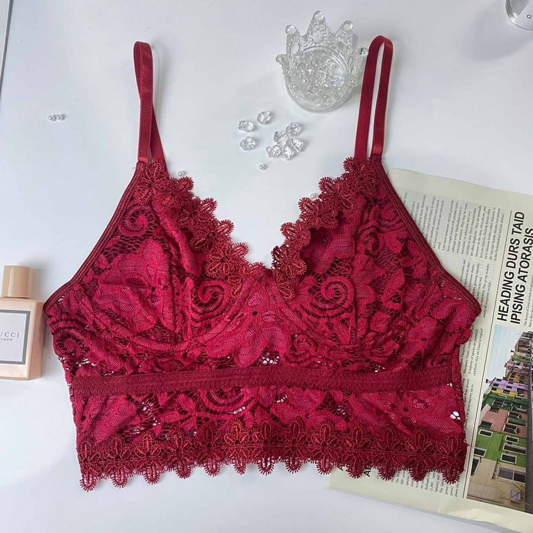  Womens Sexy Lace Bralettes Adjustable Strap V Neck Everyday Bra  Corset (Pink, M) : Clothing, Shoes & Jewelry