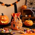 thumbnail image 6 of Zeiyignr Halloween Candy Gift Bags, Halloween Drawstring Canvas Treat Bag with Handle, Handle Reusable Holiday Party Gift Tote Orange, 6 of 6