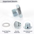 thumbnail image 4 of Unique Bargains 1 Set Universal Oil Drain Plug Anti Leakage 0.63" Height Oil Pan Drain Bolt Screw Thread Repair with Gasket Silver Tone Aluminum M14x1.5, 4 of 7
