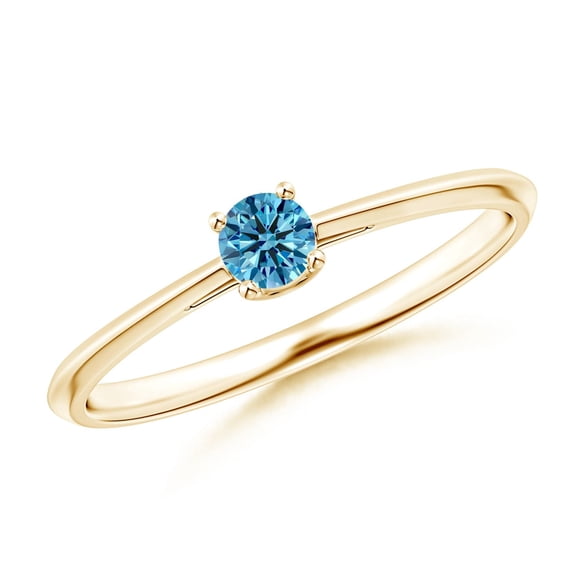 ANGARA Lab Grown Blue Diamond Ring for Women in 14K Yellow Gold (Size-3.4mm| Color-Fancy Intense| Clarity-VS) | April Birthstone, Anniversary, Jewelry Gift for Women | Lab-Grown Blue Diamond Ring