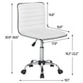 thumbnail image 3 of Yaheetech Adjustable Task Chair PU Leather Low Back Ribbed Armless Swivel White Desk Chair Office Chair Wheels, 3 of 4