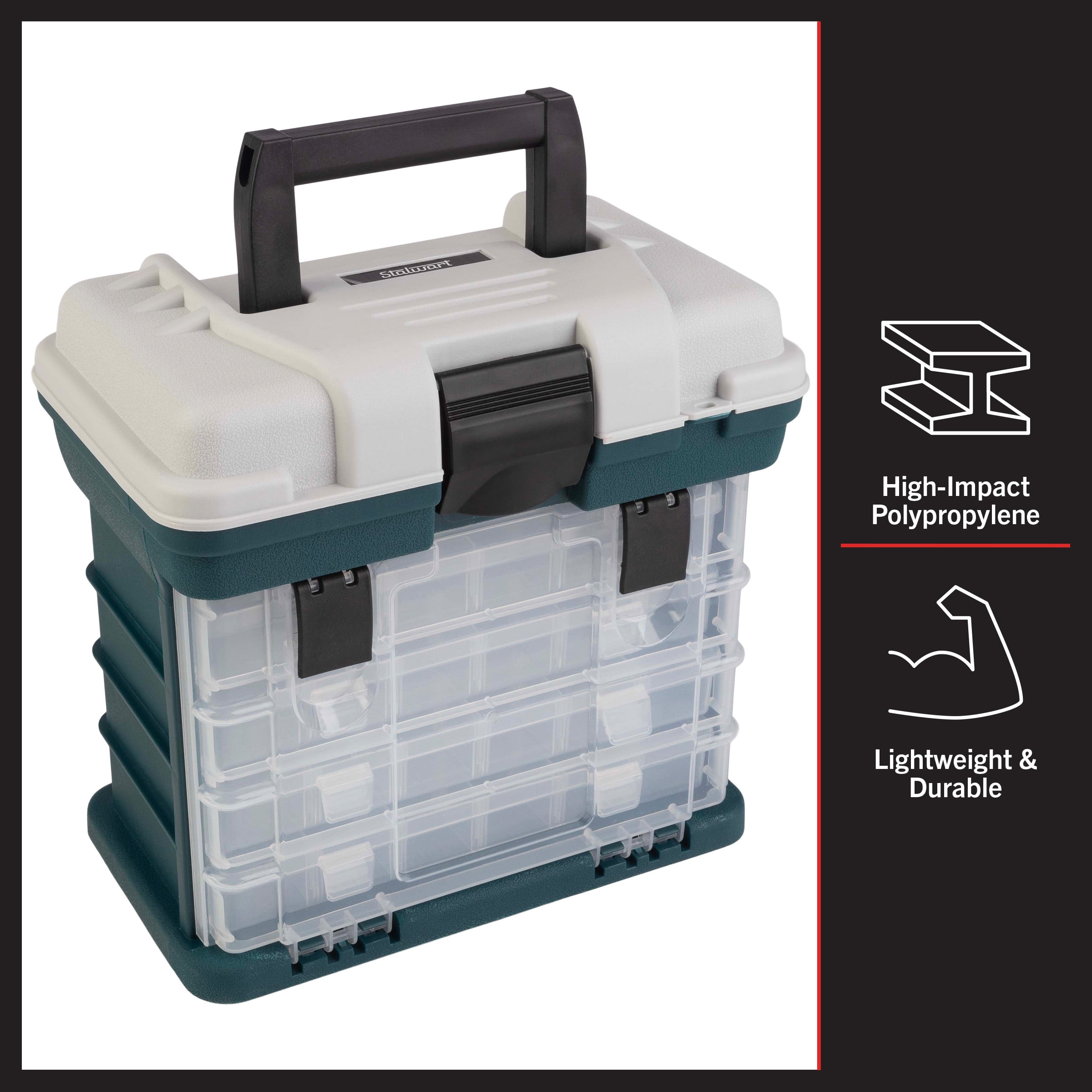 Stalwart Lightweight Portability Tool Boxes and Organizers, Polypropylene Gray
