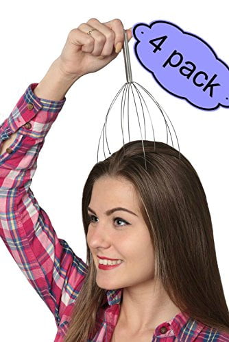 Head Massager Therapy Stainless Wire Hand Held Head Scalp Massager- 4 Pack