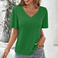 thumbnail image 3 of Blouse Décontractée à Manches Courtes et Col en V pour Femmes, Légère et Douce en Polyester, pour Usage Quotidien, Fête, Travail, Vacances, Printemps Automne, 3 of 6