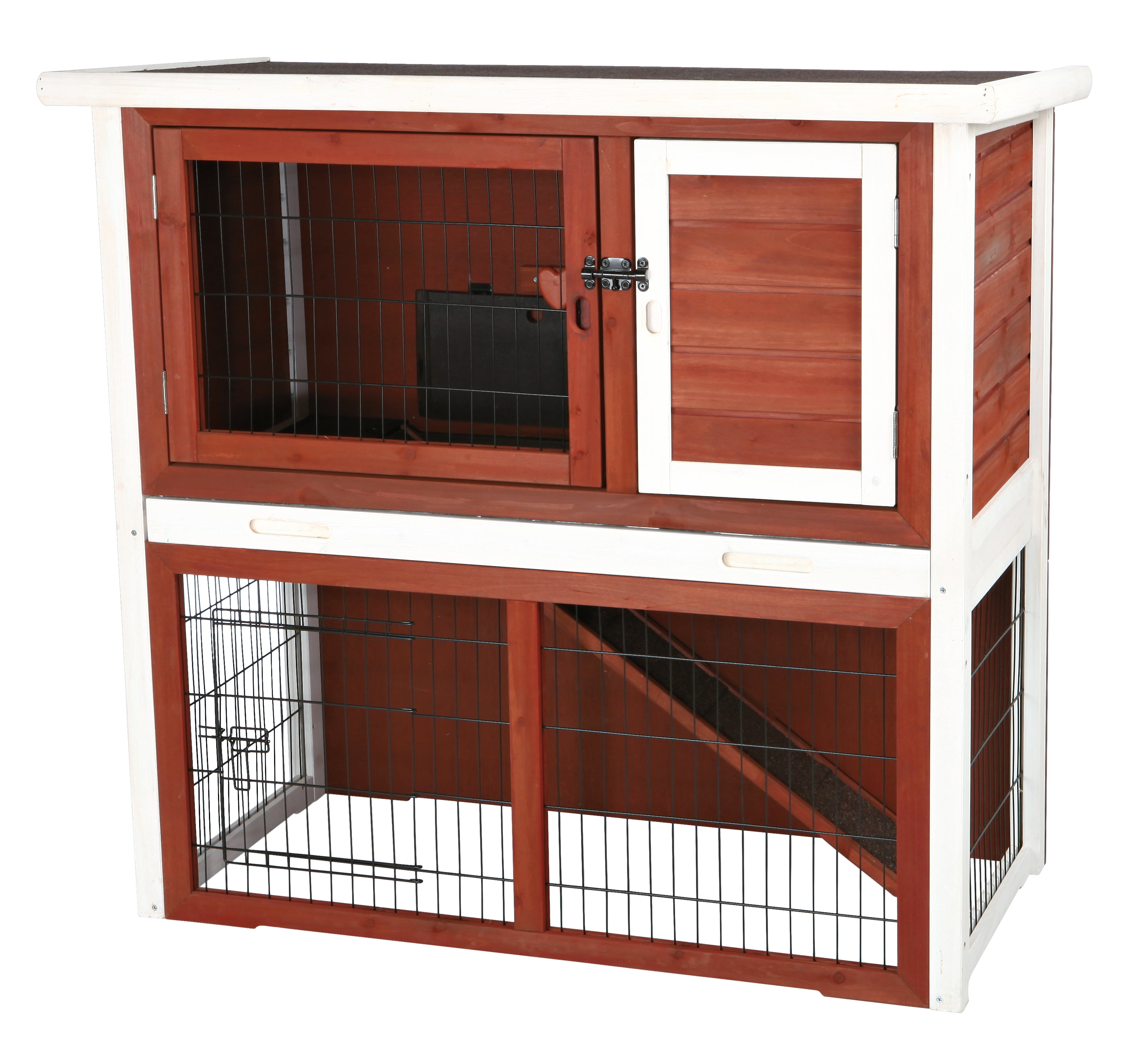 Rabbit Hutch with Sloped Roof, Medium, Brown
