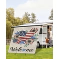 thumbnail image 4 of 4th of July RV Awning Sun Shade Screen 9'X7' Welcome Stars Stripes Mesh Sunscreen Daisy Love Linen Awning Shade Screen with Zipper UV Blocker Completed Kits Outdoor Canopy for RV Motorhome Camper, 4 of 7