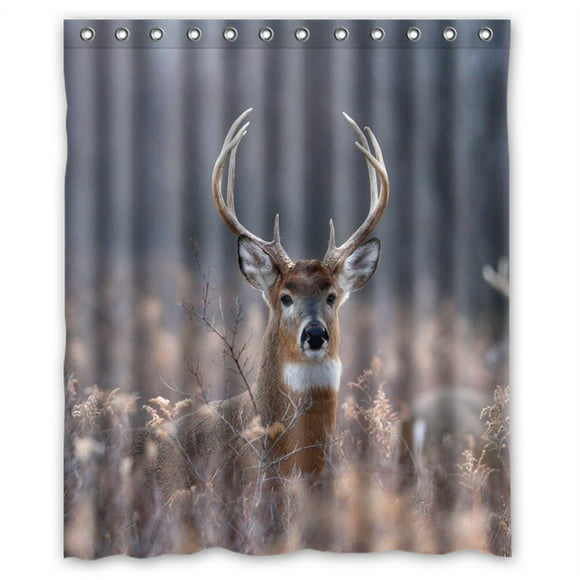YUSDECOR Friendly Cute Gentle Run Freely Wildlife Animals Deer Waterproof Shower Curtain Set with Hooks Bathroom Accessories Size 60x72 inches