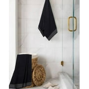 GLAMBURG Ultra Soft Oversized 2 Pack Bath Towel Set 28x55 inches, 100% Cotton Large Bath Towels, Highly Absorbant Compact Quickdry & Lightweight Towel, Ideal for Gym Travel Camp Pool - Black