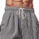 thumbnail image 4 of Pantalones casuales de longitud completa para hombre, color sólido, bolsillo, cintura elástica, rectos, de poliéster., 4 of 8