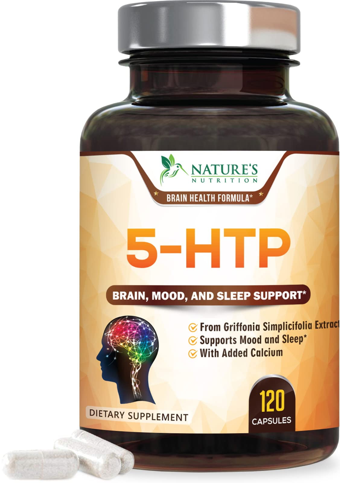 5HTP Capsules 200 mg 5HTP Plus Calcium for Calm and Mood Support
