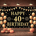 thumbnail image 6 of Gold Theme Happy 40th Birthday Banner Golden Balloons 40th Birthday Display Star Pattern Heart Design Milestone Birthday Backdrop for 40th Birthday Party Adult Celebration Indoor Decoration, 6 of 9