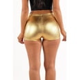 thumbnail image 2 of Metallic Booty Shorts Sparkly Short Shorts - Shiny Sexy Hotpants for Rave Dance Disco Party Costume Gold Large, 2 of 5