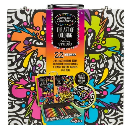 Cra-Z-Art Timeless Creations The Art of Coloring: Neon Coloring Studio with Case for All Ages