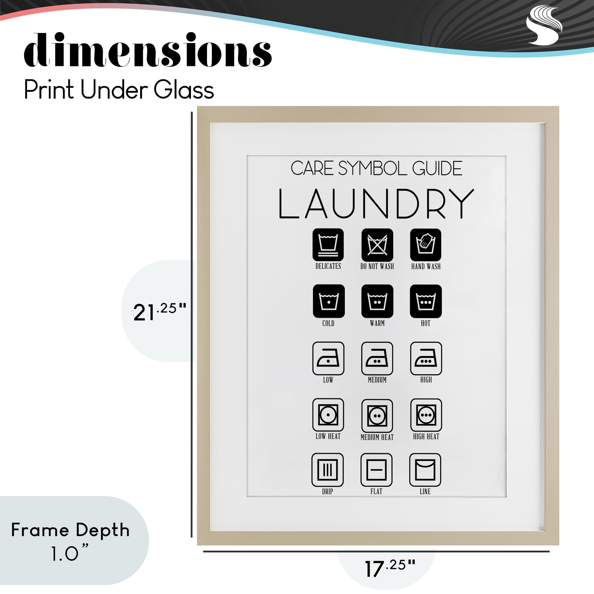 Stupell Industries Laundry Care Symbol Guide Birch Framed Print Under Glass, design by SD Graphics Studio