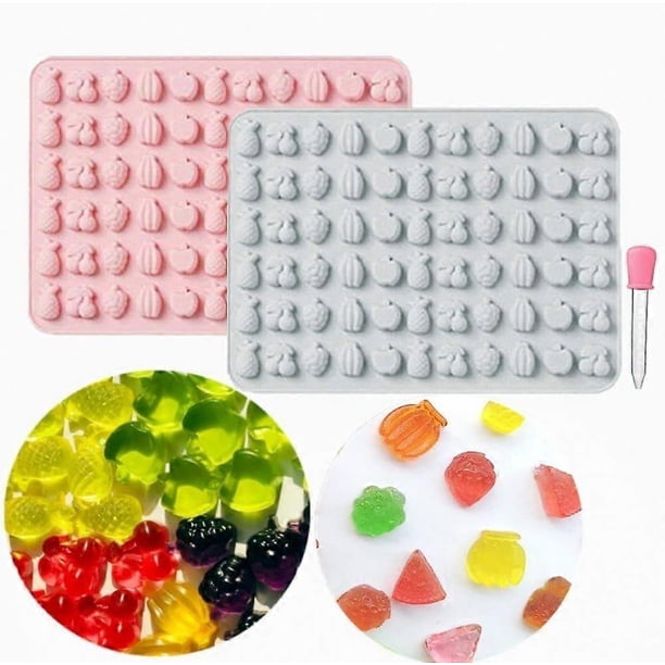 2PCS Mini Fruit Gummy Molds Ocean Animals Candy Molds Food Grade Silicone Candy Mold for Chocolate Jelly Ice Cube Pralines Caramels(Fruit)
