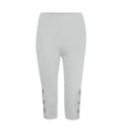 thumbnail image 5 of Minjewel Capri Pants for Women - Pleated Perforated Sports Leggings with Cow Tendon Suspension High Waist Slimming - Color Yoga Pants Workout Sets for Women,Light Gray L, 5 of 8