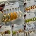 thumbnail image 4 of EOEMY Women Gold Plated Butterfly Hoop Earrings Hoop Stud Snake Pearl Resin Jewelry-23 Butterfly 5Pairs, 4 of 9