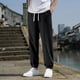 thumbnail image 1 of Pantalones largos para hombre, moda de verano, lisos, informales, con cintura elástica y bolsillos, 1 of 5