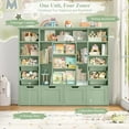 thumbnail image 3 of Hiphuta 55"W Kid Toy Storage Organizer with Sliding Bookshelf, Kid Bookcase with 4 Removable Drawers and Bins, for Children's Bedroom Playroom, Green, 3 of 7