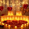 thumbnail image 6 of Be My Girlfriend Light Up Letters  Include With Tea Lights Candles Latex Balloons Aluminum And Rose Petals Anniversary Valentines' Day Decorations For Women, 6 of 7