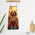 thumbnail image 5 of Naloa 1Pack Adjustable Bib Apron Waterdrop Resistant Cooking Kitchen Aprons for Women Men Chef, Sunset Meditating Dog Print, 5 of 5