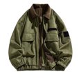 thumbnail image 4 of LYSMORA 2026 Men's Corduroy Collar Suede Utility Bomber Jacket, Multi Patch Pockets Elastic Cuff Loose Fit Windproof Street Casual Outerwear, 4 of 4