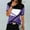 B101 Purple short sleeve shirts for women Clearance Under $5, variant on Cagogo Ladies Blouses Summer Tops Under $5 Loose Fitting Round Neck Short Sleeve Color Block Tshirt Business Work Clothes Outfits Mother's Day Gifts
