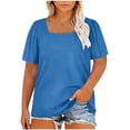 thumbnail image 2 of DYTTDG Womens Plus Size 2026 Summer Tops Square Neck Puff Short Sleeve Casual Loose Tee Shirts, 2 of 5