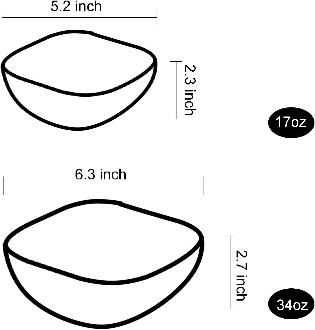 OSSOW Square Glass Mixing Bowl Se of 2, Serving Bowls All Purpose