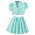 thumbnail image 2 of Zpanxa Big Girl Summer Clothes 2 Piece Set Short Sleeve V Neck Chiffon Cami Tops with Elastic Waist Flowy Semi Sheer Skirt Soft Comfy Sweet Matching Outfits for Girls Ages 8-13 Years Daily Wear, 2 of 3