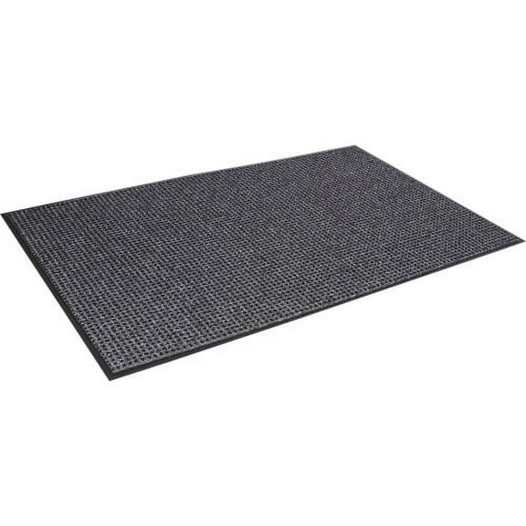 Crown Mats Oxford Wiper Scraper Mat Floor - 60" Length x 36" Width x 0.38" Thickness - Rectangle - Olefin, Vinyl - Black, Gray