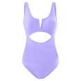 thumbnail image 4 of Sngxgn Women's Swimsuit Tummy Control Deep V Neck Double Straps Crisscross Back Tie Bathing Suit(Purple,M), 4 of 4