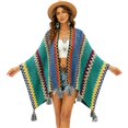 thumbnail image 4 of MSJUHEG Women's Crochet Poncho Cardigan Elbow Length Sleeve Swimsuit Coverups Knit Cardigans Crochet Knit Crochet Shrug Lightweight Cardigan Knit Sweaters Summer Outfits Yellow One Size, 4 of 6