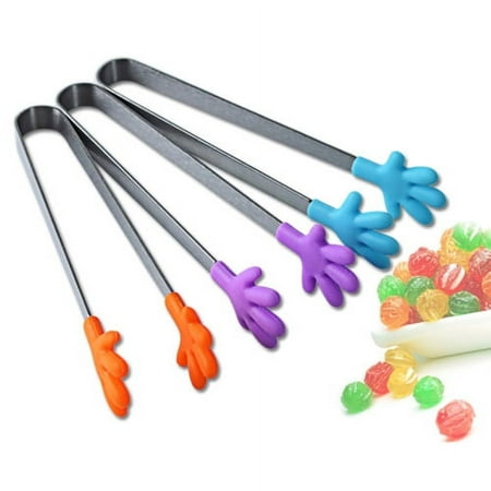 

Sunjoy Tech Mini Tongs Hand Shape Silicone Tongs 5 Inch Mini Kitchen Tongs Small Serving Plastic Tongs for Kids Toddler Cute Styles - 3PC