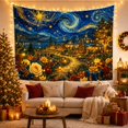 thumbnail image 3 of Magical Village Under Starry Night Sky, Dreamy Celestial for Art Lovers, Whimsical Fantasy Artwork Christmas Gift Tapestry Wall Hanging for Bedroom and Living Room, 3 of 7