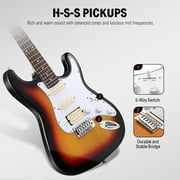 Donner Electric Guitar 39 Beginner Kit Solid Body Full Size Sunburst HSS for Starter, with Amplifier, Bag, Digital Tuner, Capo, Strap, String, Cable, Picks, DST-102S