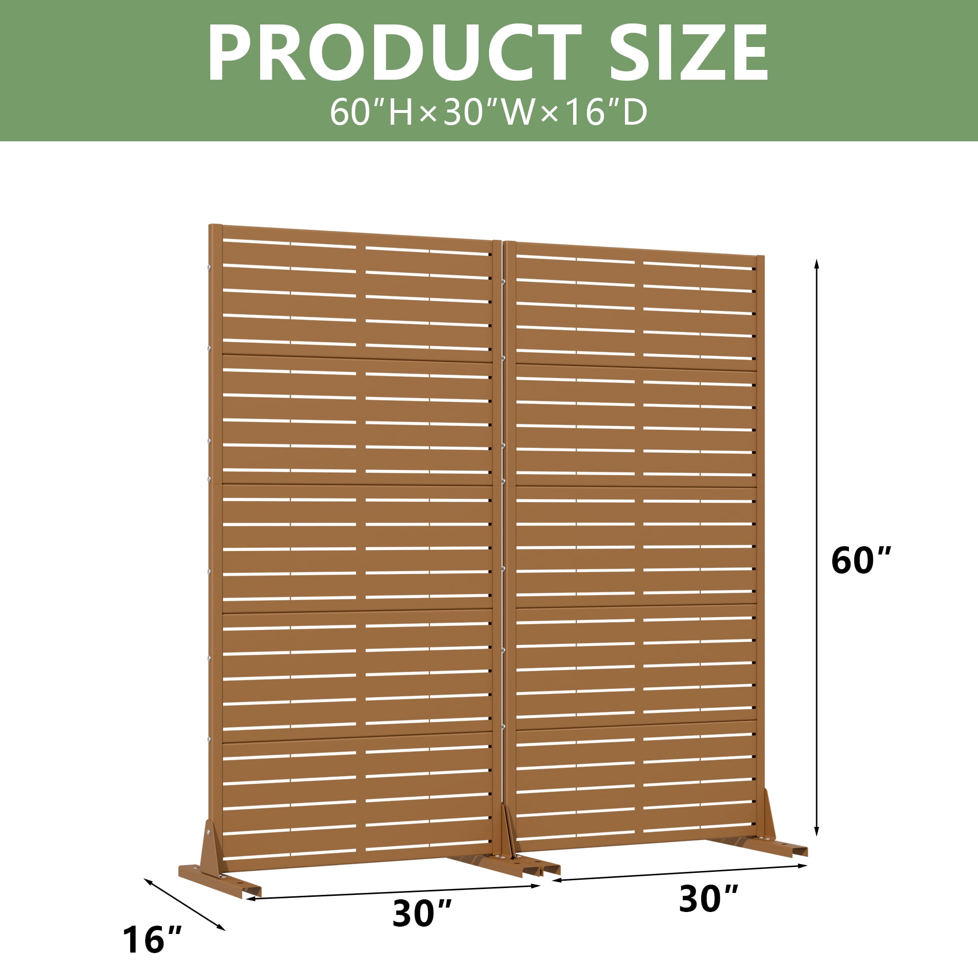 Metal Privacy Metal Screen Fence Panel Set of 2