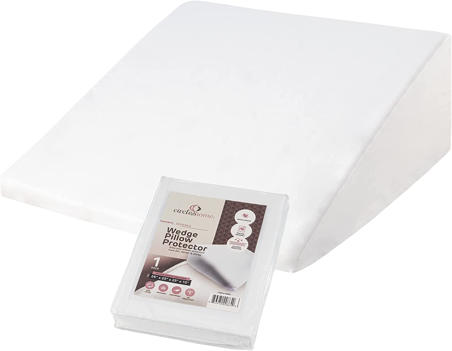 CirclesHome Wedge Pillow Cover 100 Cotton, Zippered Wedge Pillow Case