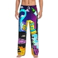 thumbnail image 2 of Lsque Geometry Dash Print Men's Pajama Pants, Lounge Pant - Comfortable Home Wear,Elastic Waistband, Stylish Design-Large, 2 of 9