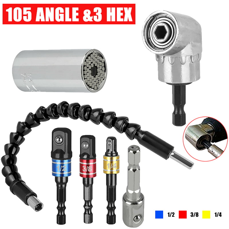 Angle Drills Bit Kit Right Attachment Electric Power 1/4 6.35mm Hex Drill 