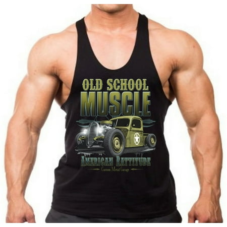 Men's Old School Muscle Black Stringer Tank Top 2X-Large