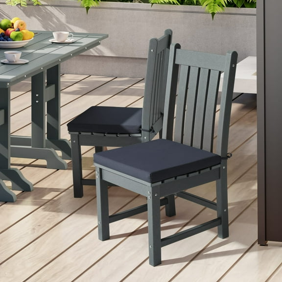 WestinTrends Solace Outdoor Patio Kitchen Dining Chair Square Seat Cushions Set of 4, 19" x 18", Navy Blue