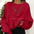 thumbnail image 2 of Aocisk Chandail à Col Rond à Manches Longues pour Femme avec Imprimé Graphique de Noël, Haut Décontracté à Motif Festif Rouge m, 2 of 5